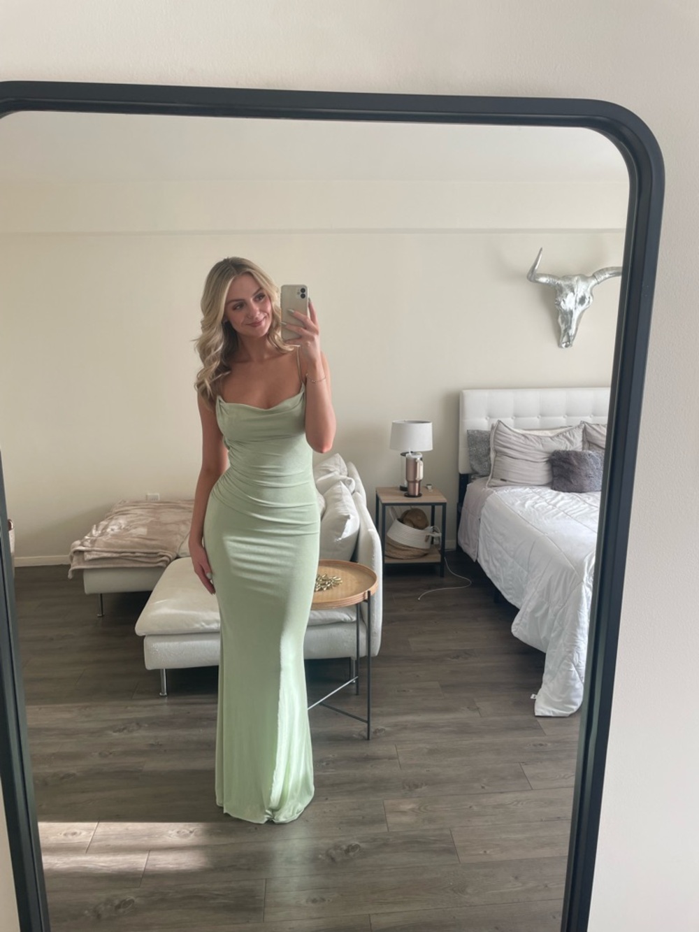 Katie May Pale Green Maxi Dress with Cowl Neck